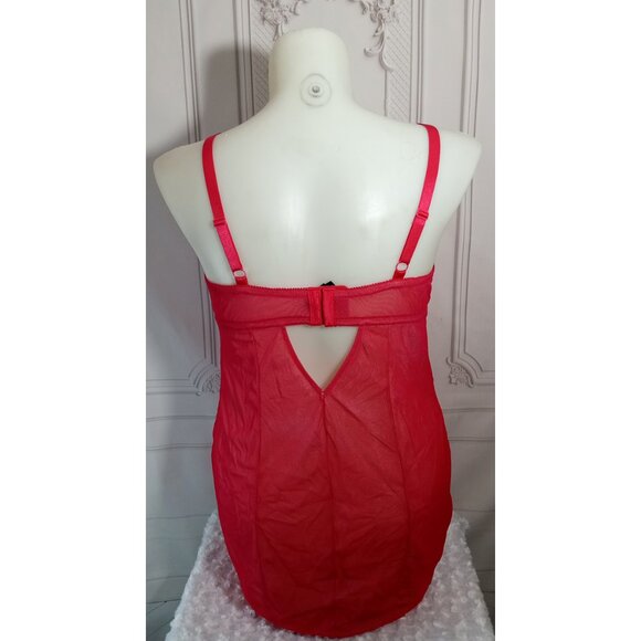Torrid Red Underwire Lace Semi Sheer Strappy Chemise Lingerie Sz 2 - Picture 4 of 7